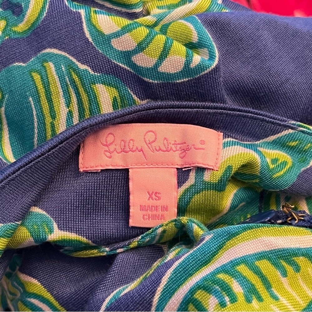 Lilly Pulitzer Patty Silk Blend Sleeveless Dress Blue Green Seashells Women’s XS - Picture 6 of 8